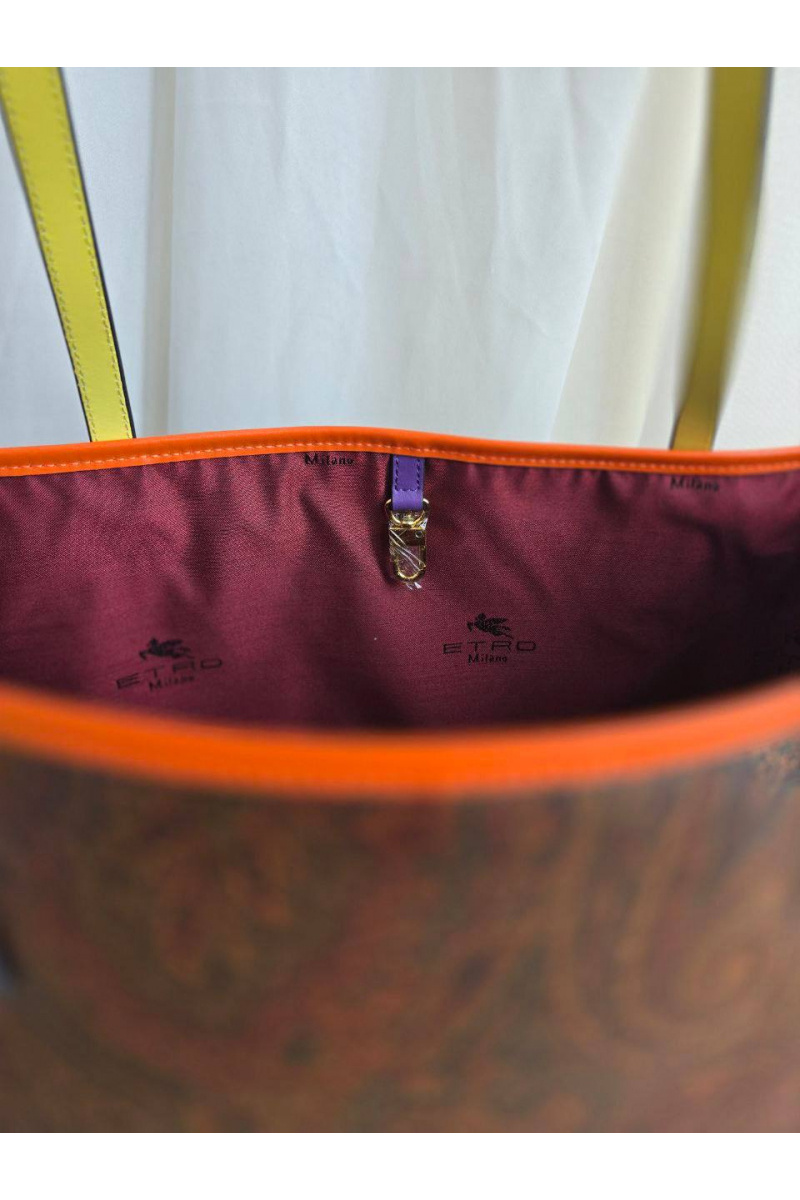 Etro Кожаная сумка с узором пейсли 37x28 см