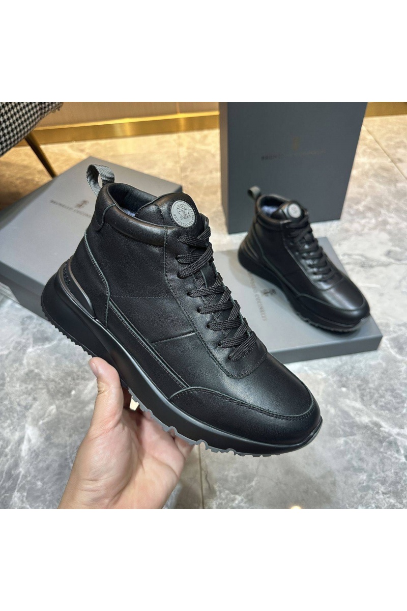 Brunеllо Сuсinеlli Кожаные кроссовки с мехом high-top - Black