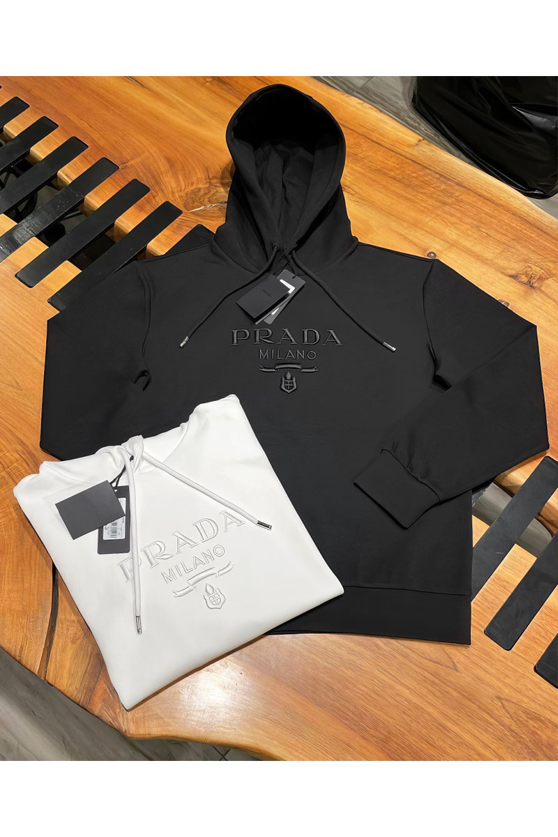 Prada Мужское чёрное худи logo-embroidered 