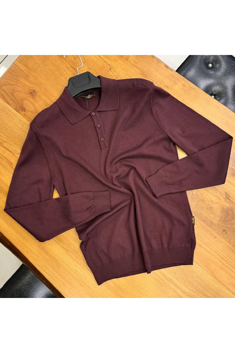 Loro Piana Поло с длинным рукавом бордового цвета