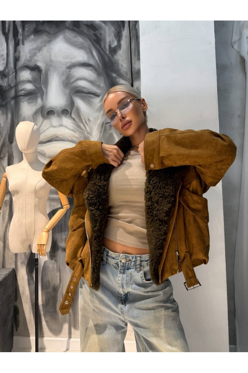 Max Mara Женский бомбер с натуральным мехом premium