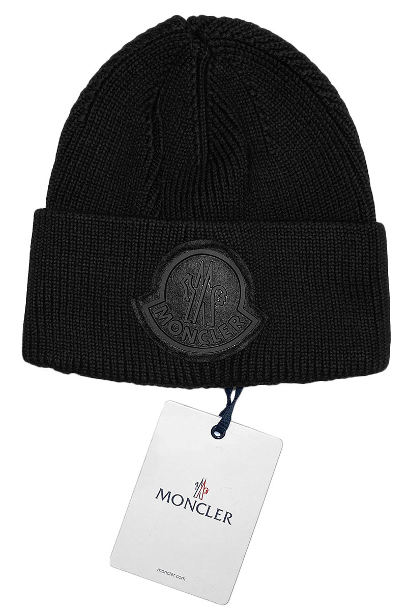 Moncler Брендовая шапка чёрного цвета