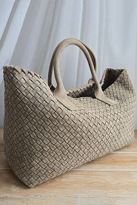 Замшевая сумка Cabat 40x28 см - Beige