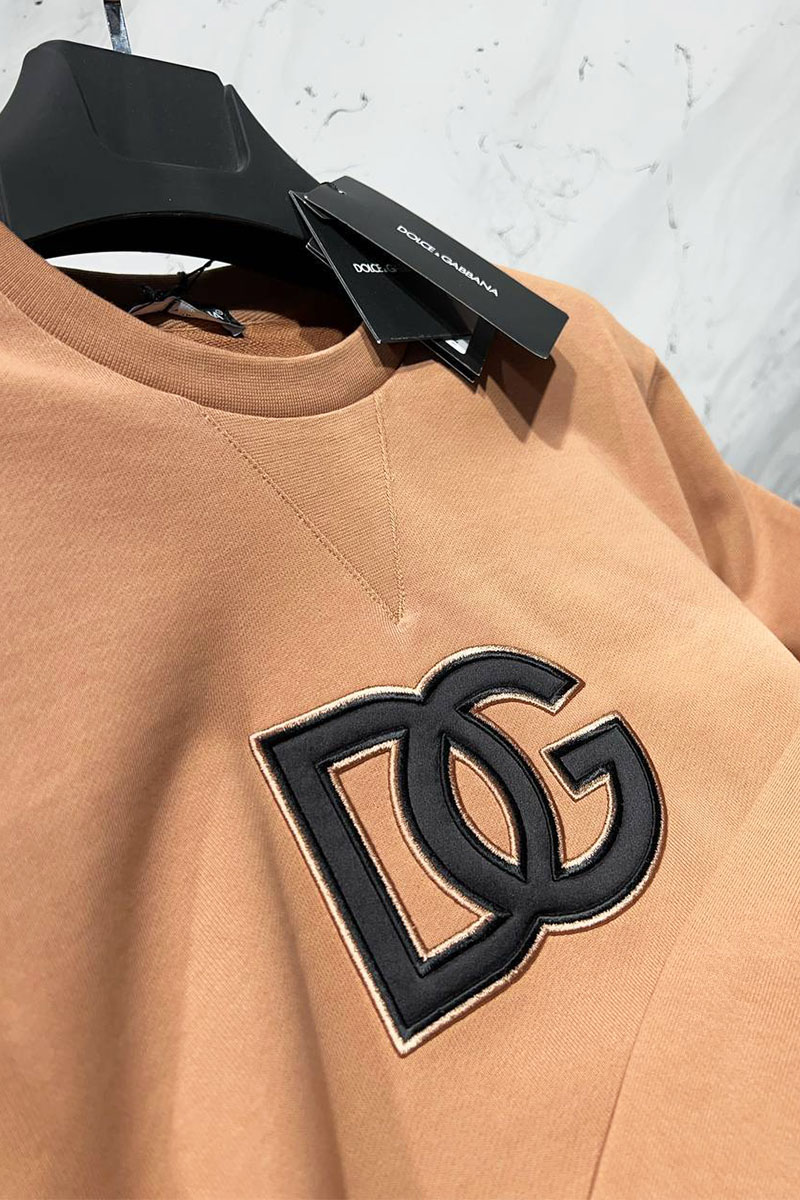 Dоlсе & Gаbbаnа Мужской оверсайз свитшот logo patch - Beige