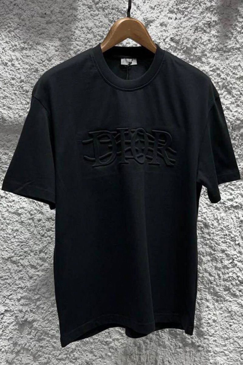 Dior Чёрная оверсайз футболка logo embossed