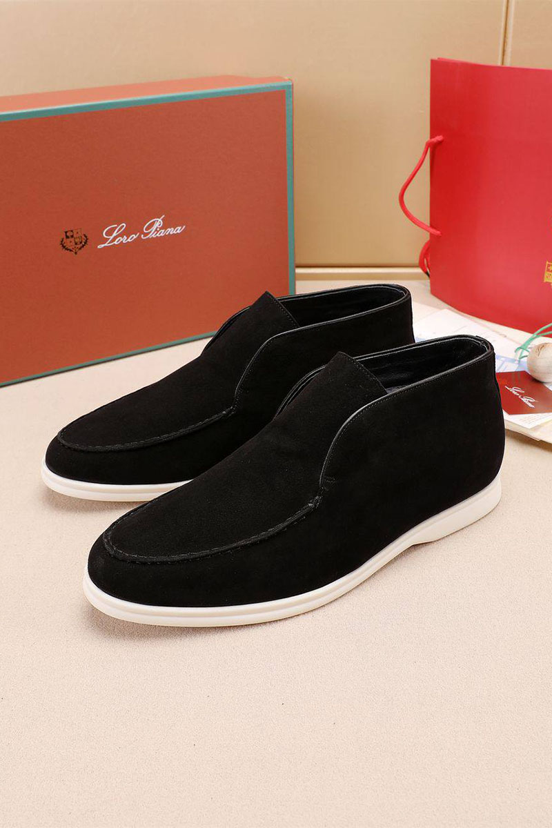 Loro Piana Замшевые лоферы с мехом Open Walk - Black