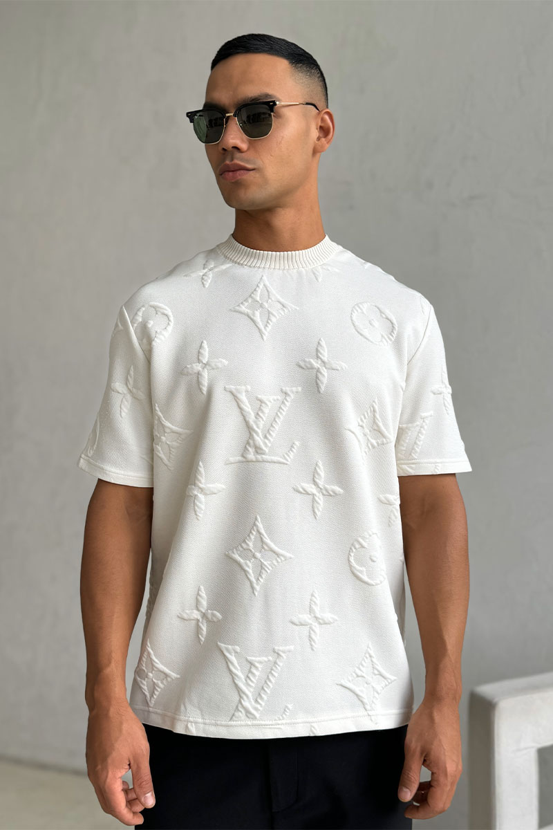 Lоuis Vuittоn Оверсайз футболка Embossed Monogram - White