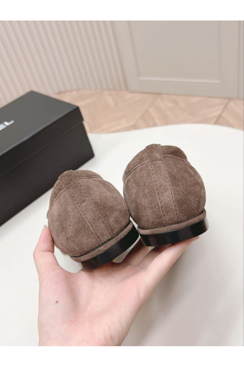 Chаnеl Женские замшевые лоферы с мехом Premium - Brown