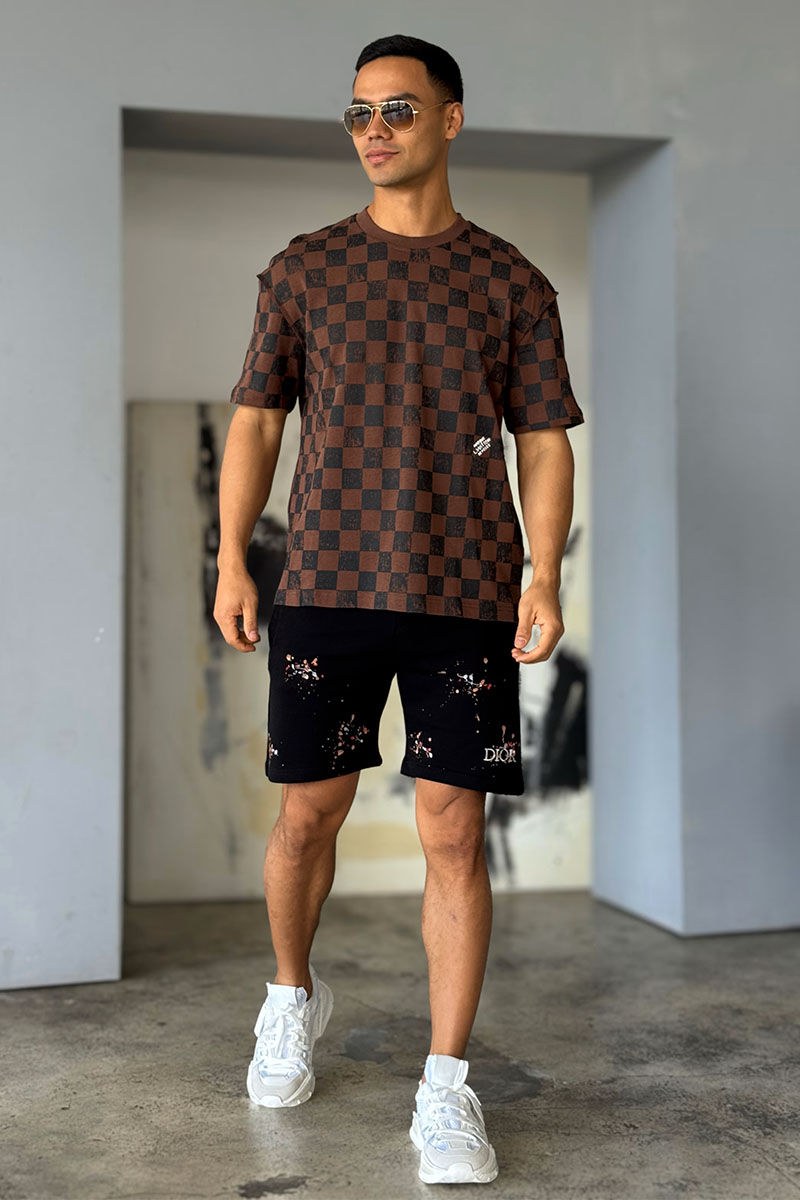 Lоuis Vuittоn Мужская брендовая футболка Damier - Brown