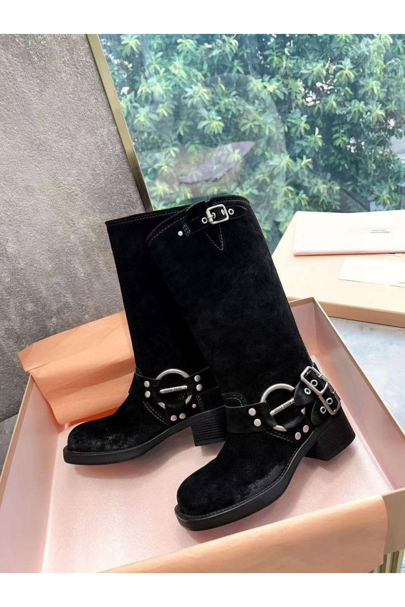 MIU MIU Женские замшевые сапоги Ankle Premium
