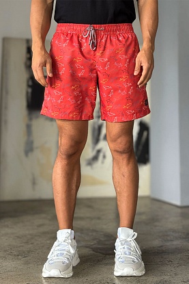 Мужские красные шорты shark-print