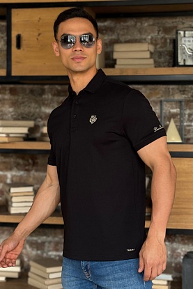 Чёрное мужское поло embroidered logo