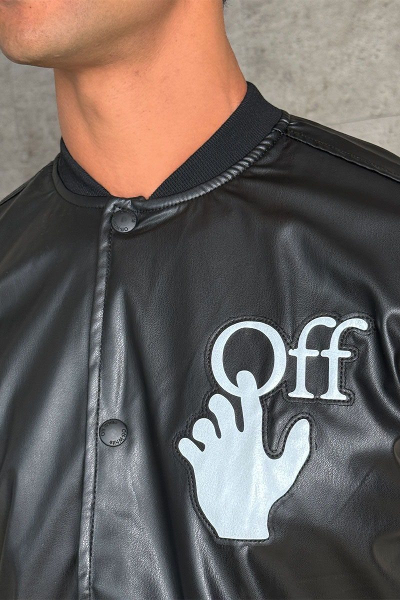 Off-White Мужской чёрный бомбер  Hands Off logo