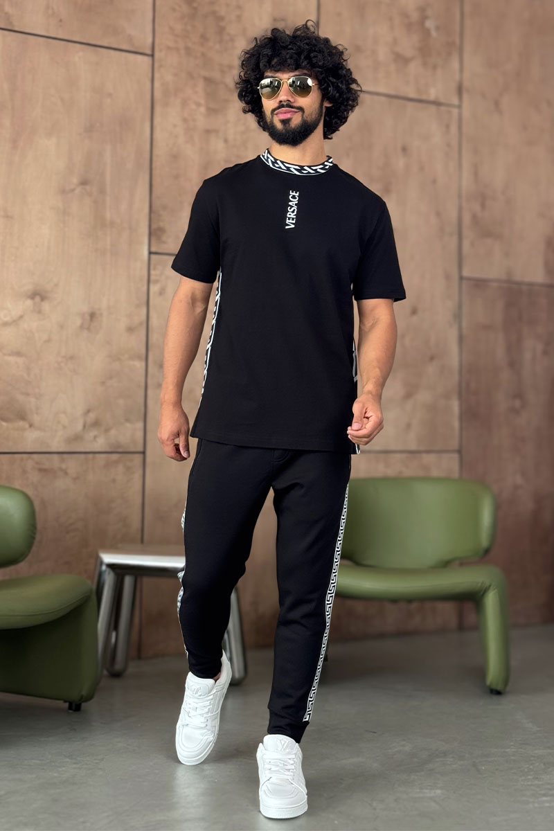 Versace Чёрная мужская футболка La Greca trim