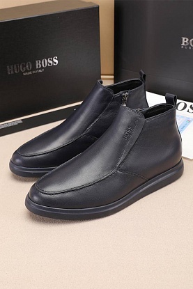 Кожаные лоферы с мехом high-top - Navy