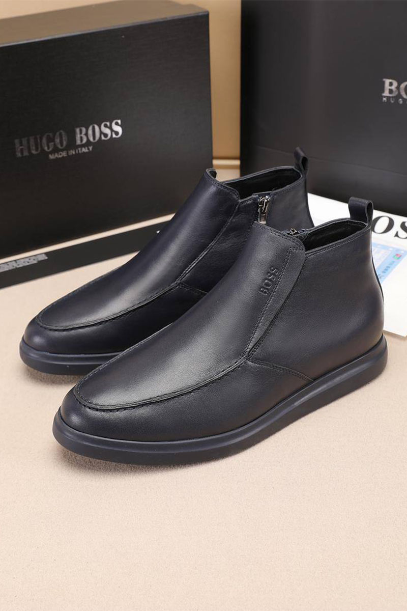 Hugо Воss Кожаные лоферы с мехом high-top - Navy