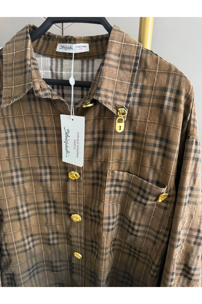 Schiaparelli Женская оверсайз рубашка в клетку premium