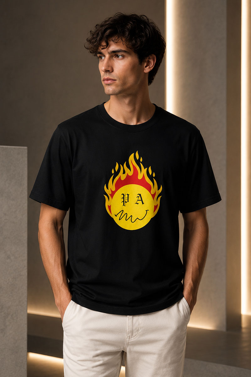 Palm Angels Оверсайз футболка "Burning Head" - Black