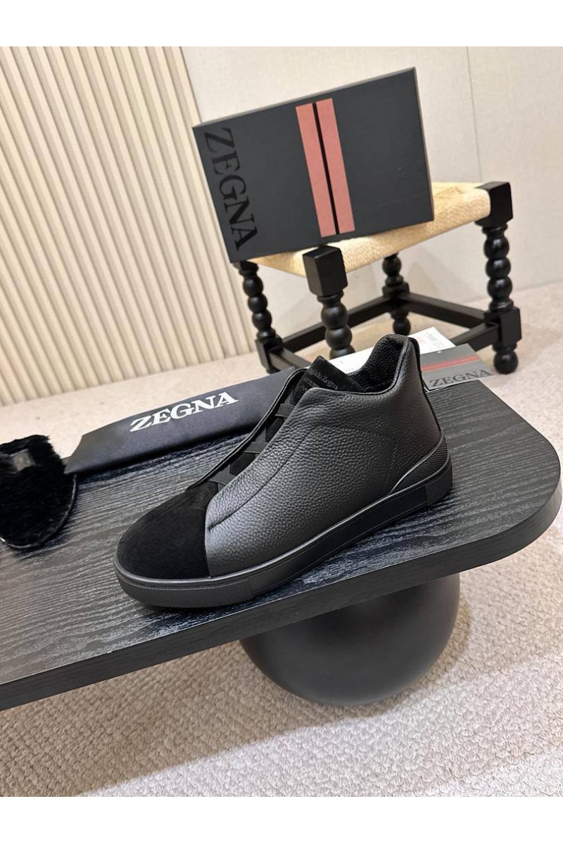 Zegna Кроссовки с мехом Triple Stitch high-top