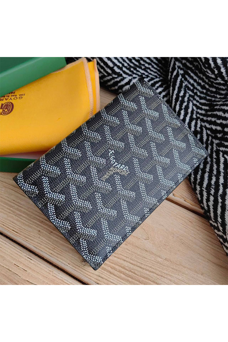 Designer Clothing Кожаная обложка на паспорт Goyard - Black 10х14 см