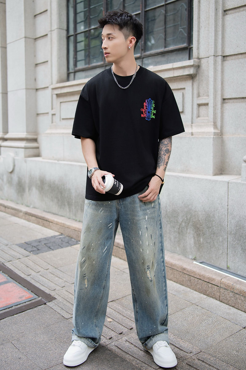 Chrome Hearts Чёрная оверсайз футболка Premium