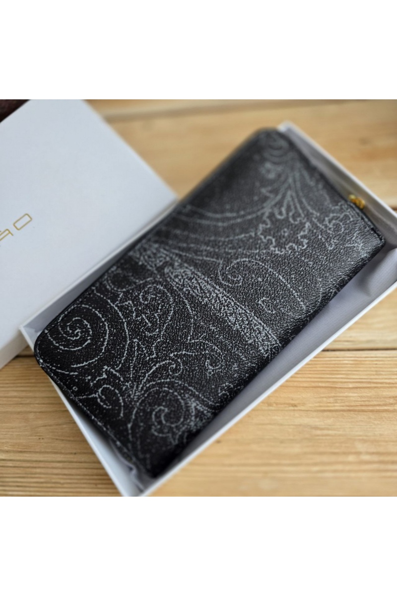 Etro Кожаное портмоне с узором пейсли 19x10 см