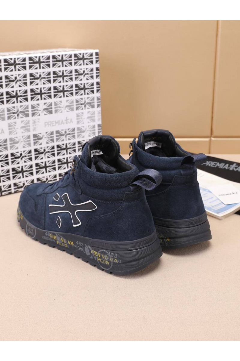 Premiata Замшевые кроссовки с мехом high-top - Navy