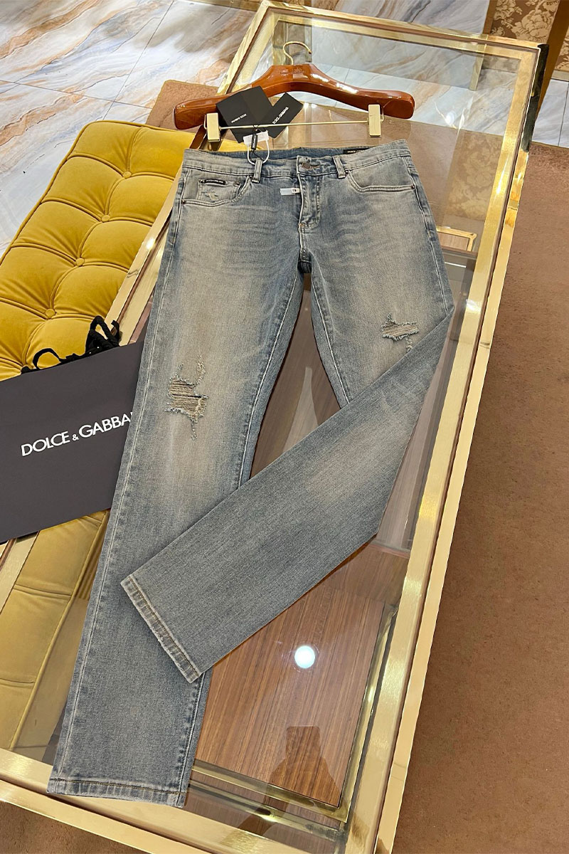 Dоlсе & Gаbbаnа Мужские синие джинсы slim fit Premium