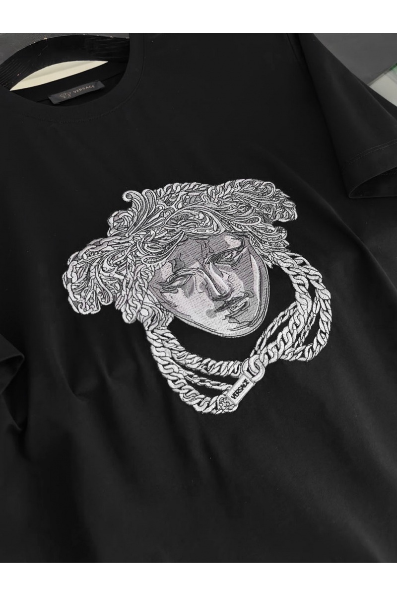 Versace Мужская футболка Medusa logo-embroidered - Black