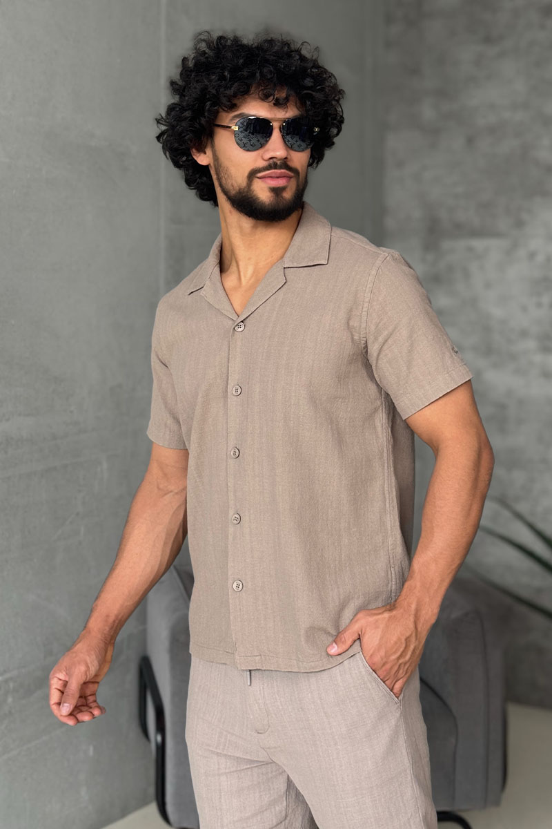 Loro Piana Мужская рубашка бежевого цвета 