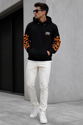 Мужское чёрное худи Bones logo-print