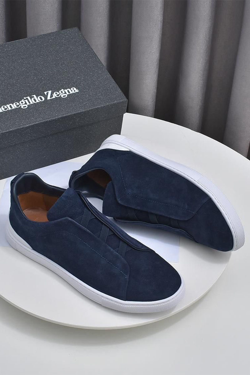 Zegna Замшевые кроссовки Triple Stitch low-top - Navy