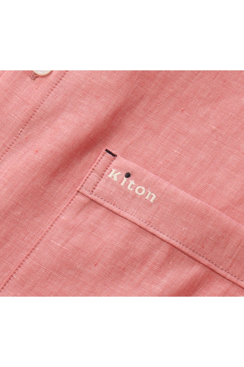 Kiton Льняная рубашка розового цвета premium
