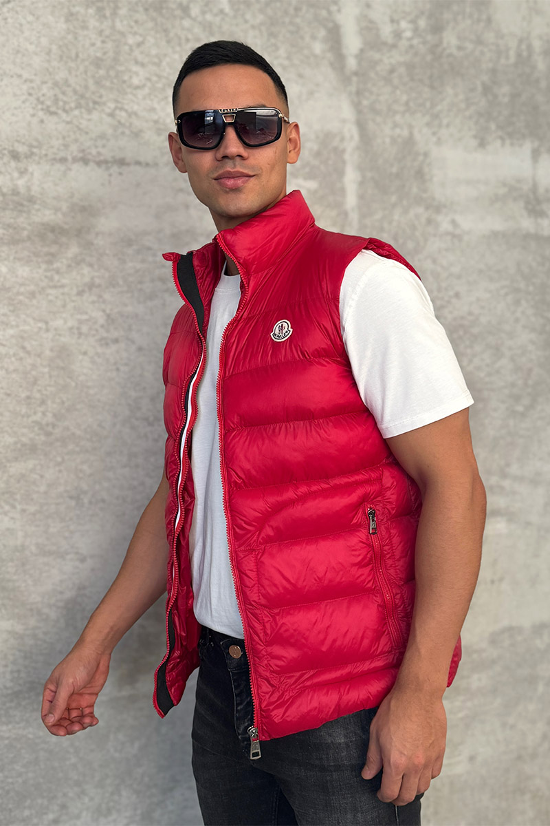 Moncler Мужской красный жилет logo-patch