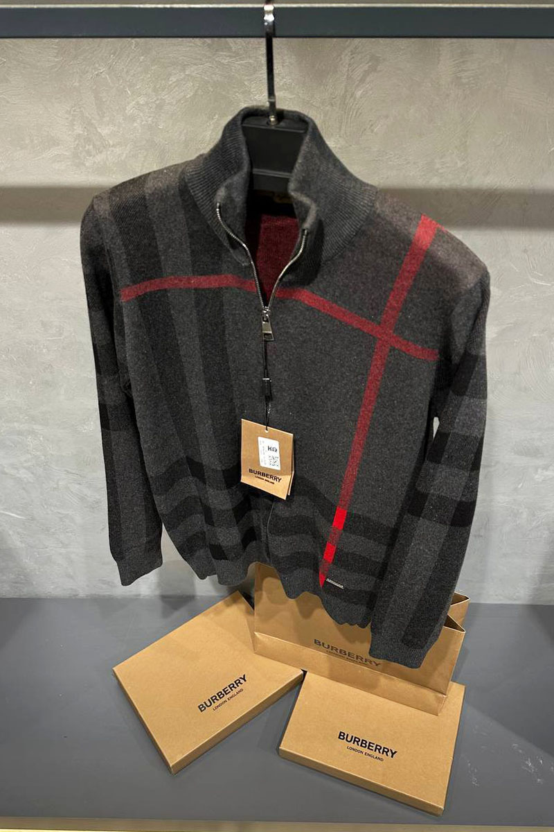 Burberry Серая кофта London Check Zip-Up