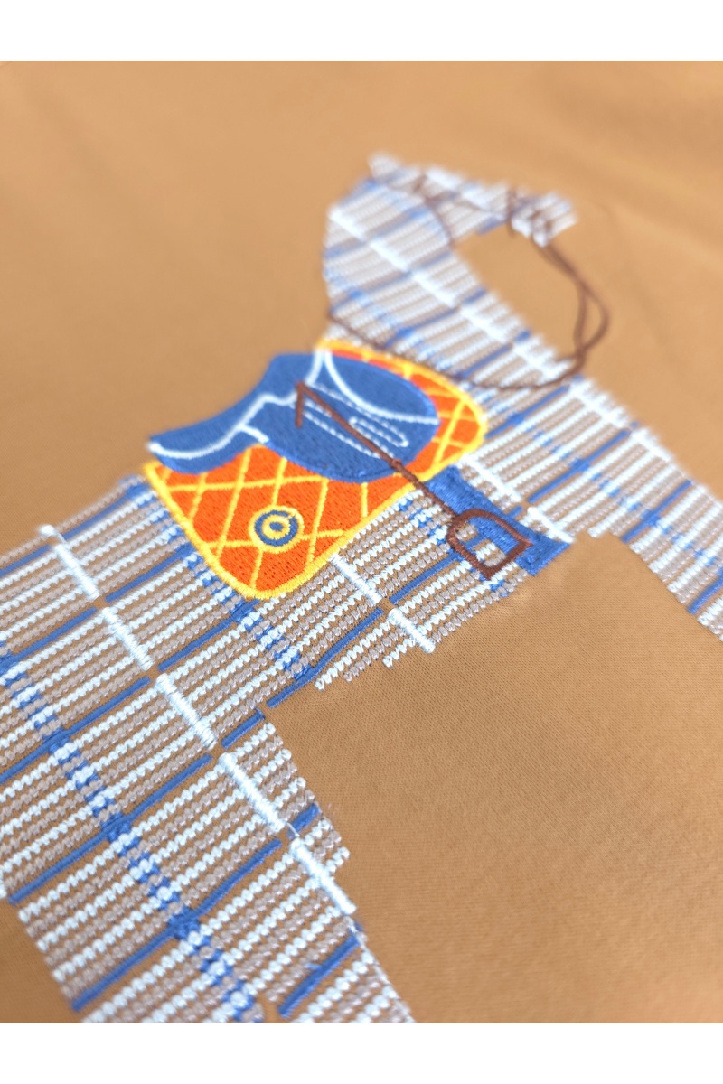 Hermes Мужская коричневая футболка premium