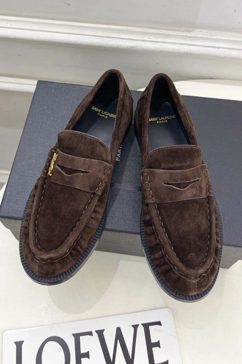 Yves Saint Laurent Женские замшевые лоферы premium