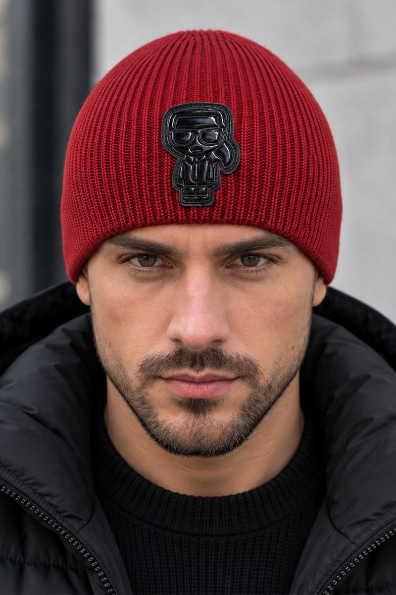 Company КL Мужская шапка красного цвета logo-patch