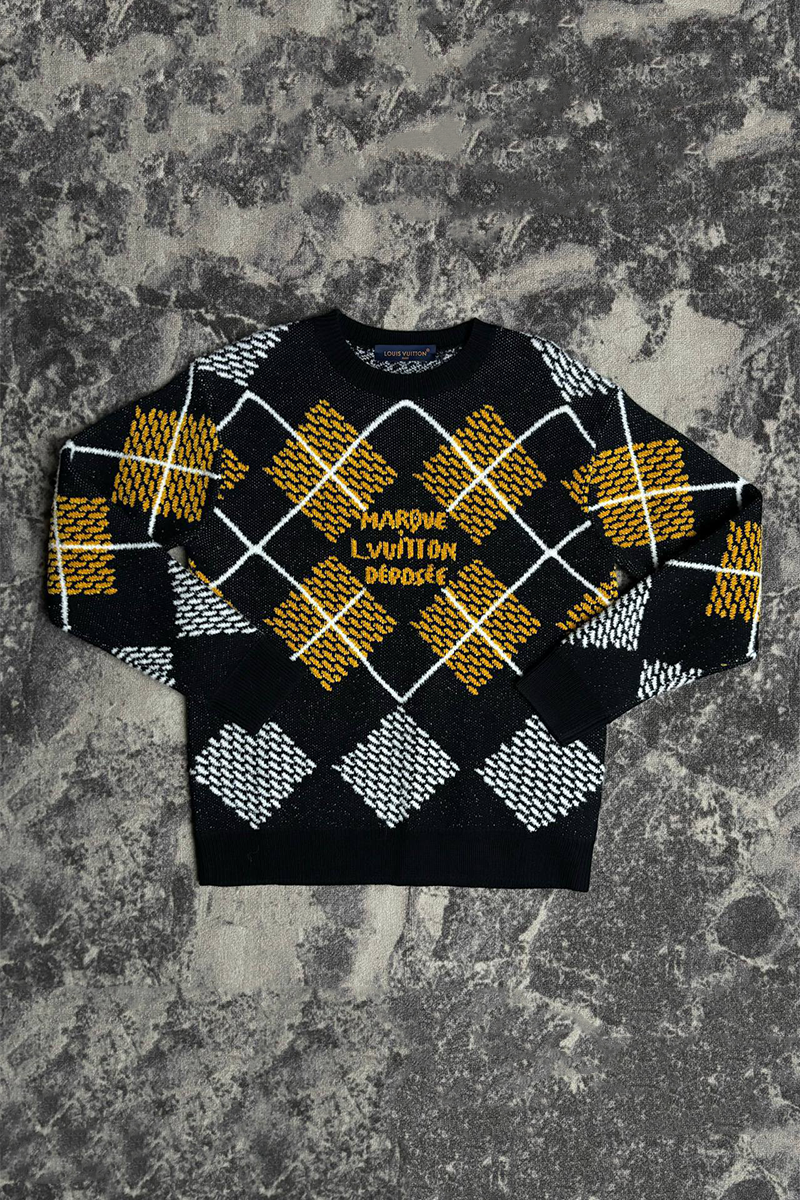 Lоuis Vuittоn Чёрный свитер Premium Damier Argyle jacquard