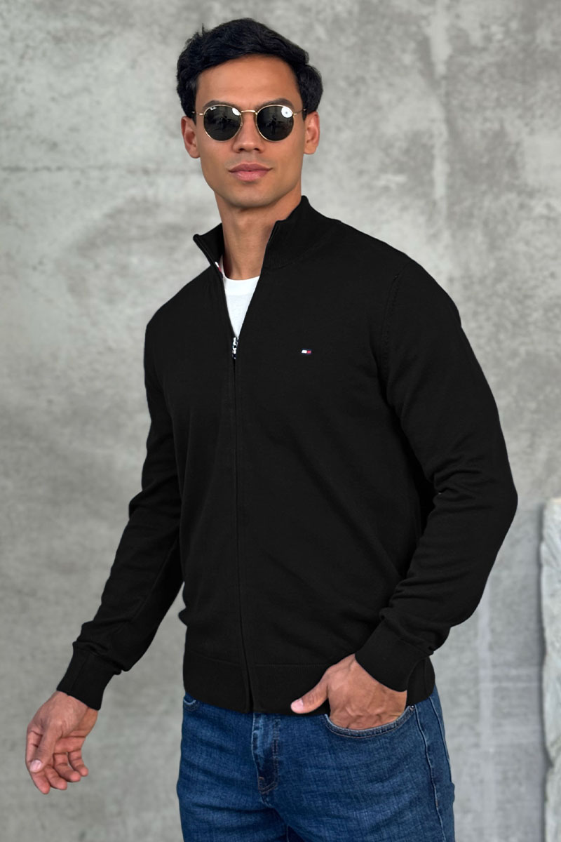 Tommy Hilfiger Кофта на молнии flag embroidery - Black 