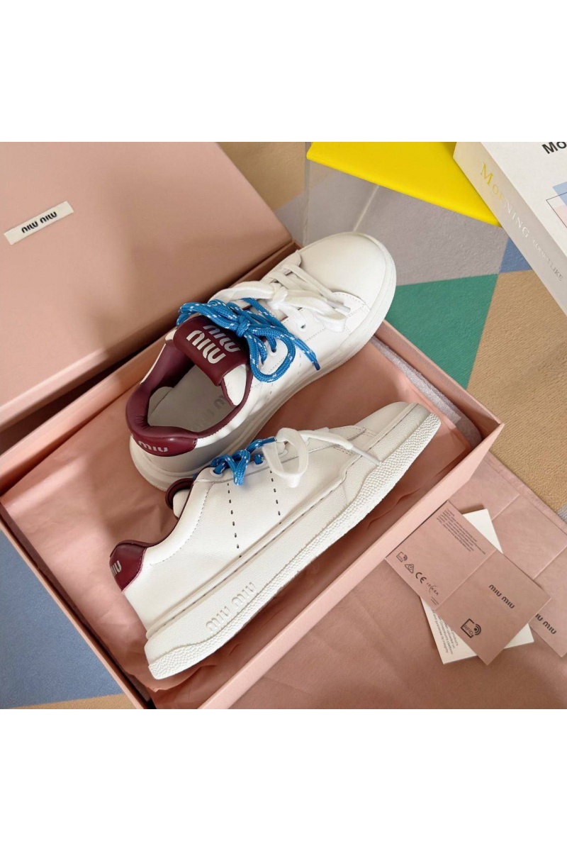 MIU MIU Женские кроссовки   Premium - White / Red