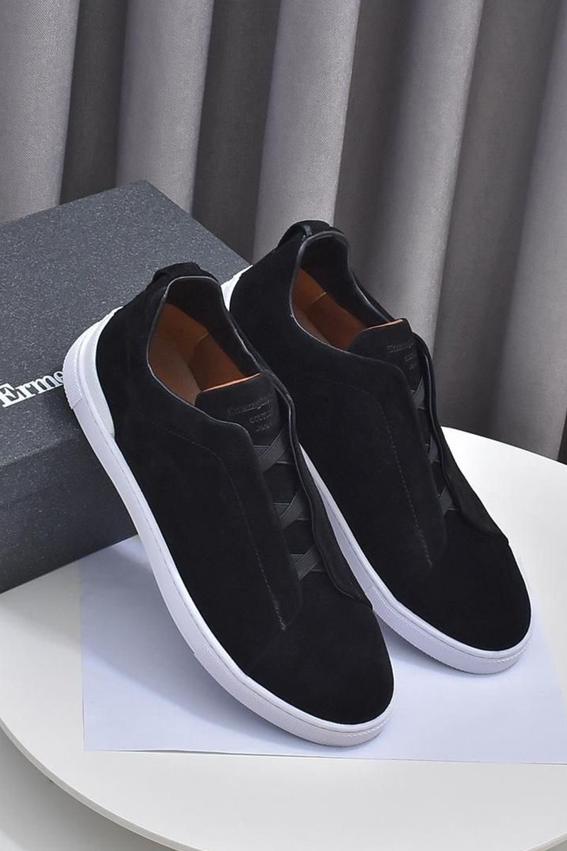 Zegna Замшевые кроссовки Triple Stitch low-top - Black