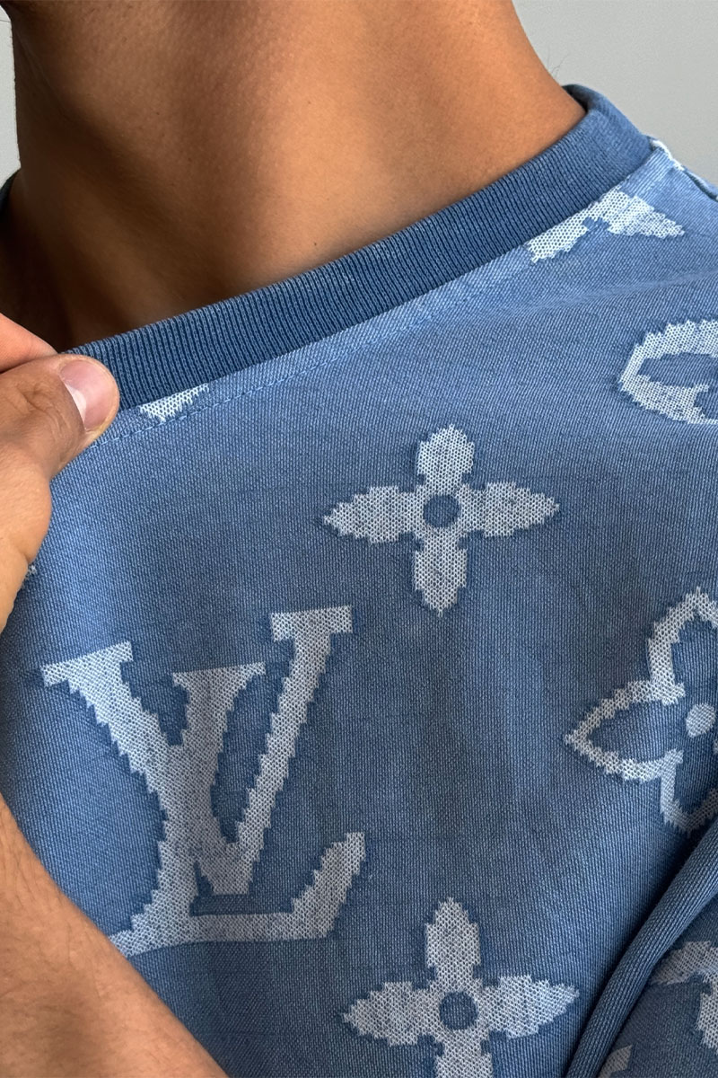 Lоuis Vuittоn Синяя оверсайз футболка Monogram