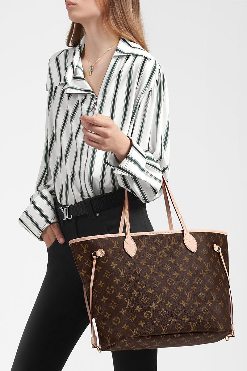 Lоuis Vuittоn Женская кожаная сумка Neverfull MM Monogram 33x30 см