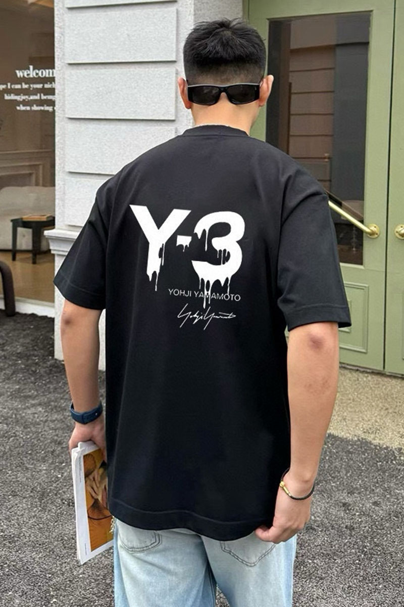 Y-3 Yohji Yamamoto Чёрная футболка Premium