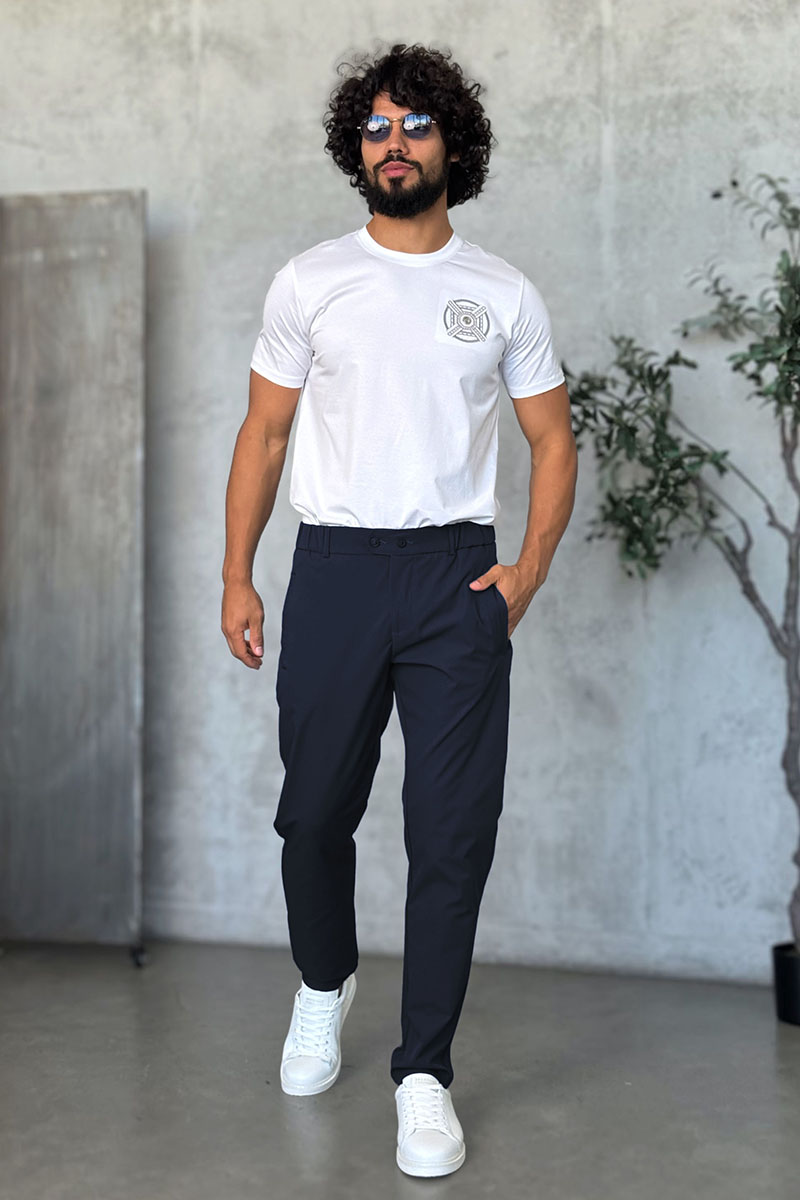 Zilli Мужские тёмно-синие брюки slim fit