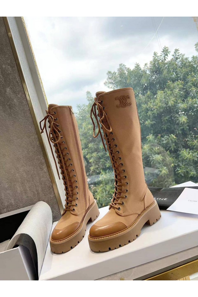 Celine Женские комбинированные сапоги Premium - Brown