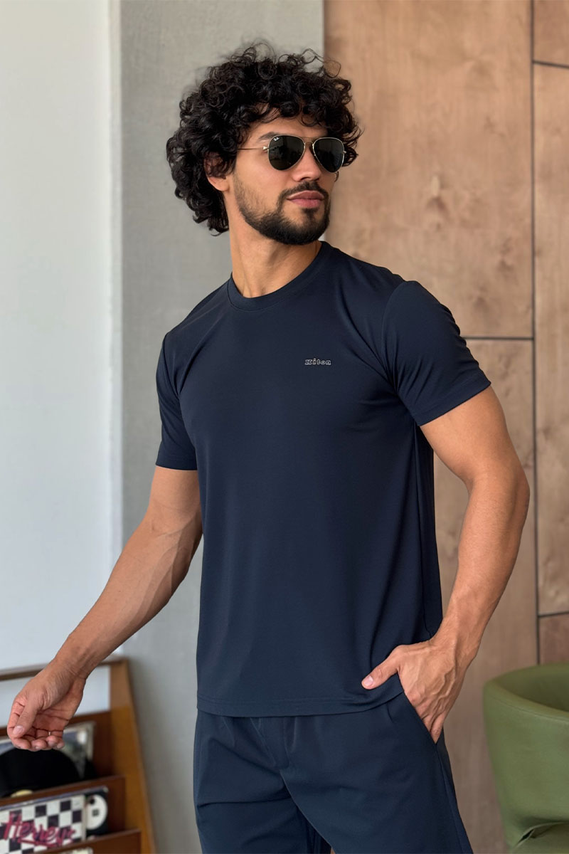 Kiton Мужская тёмно-синяя футболка 