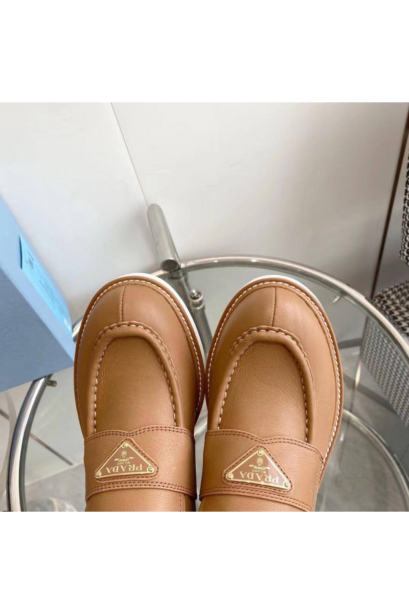 Prada Женские кожаные лоферы Premium - Brown
