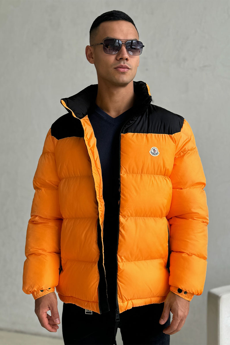 Moncler Утеплённая куртка Peuplier logo-patch - Orange / Black 